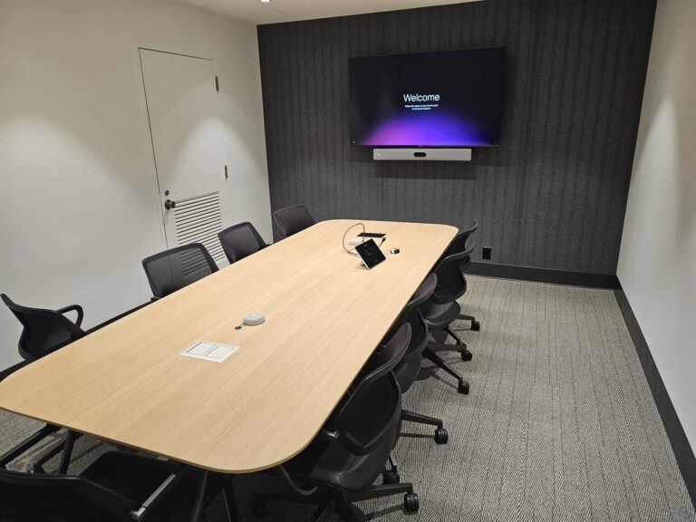 Executive boardroom large-format display and AV integration by Alanson Media