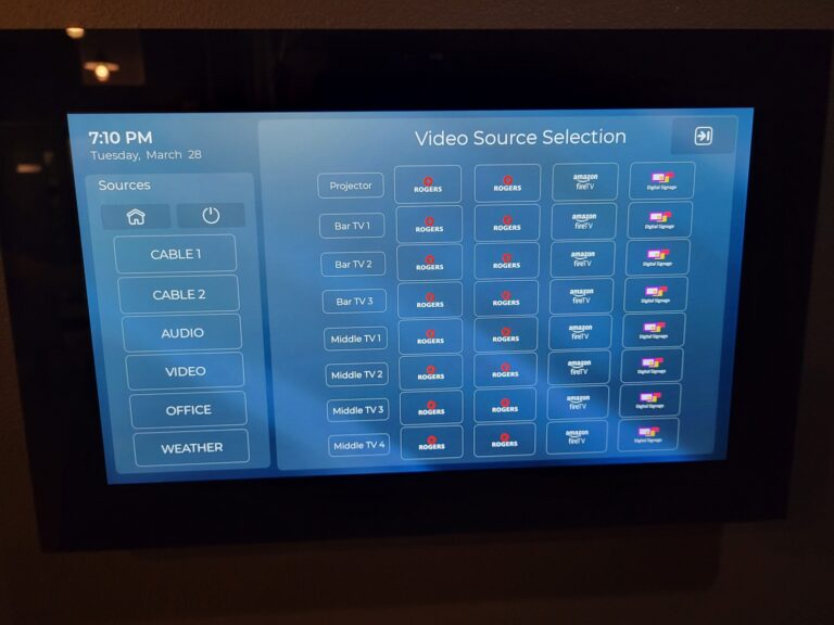 Large-format commercial touch screen display installed by Alanson Media